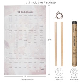 BLIEVE - Books Of The Bible Poster Canvas With Magnetic Poster Hanger, Bible Reading Tracker Year In The Bible, Biblical Planner Chart and Timeline Bible Study Supplies, Christian Gifts (Edens Garden, 26" x 17", Poster + Hanger)