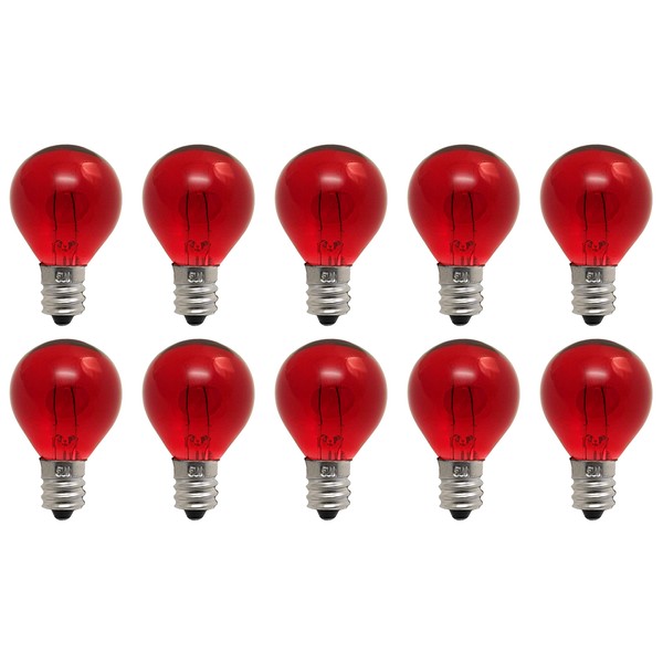 CEC Industries #5G9 1/2/120V/TR (Red) Bulbs, 120 V, 5 W, E12 Base, G-9-1/2 shape (Box of 10)