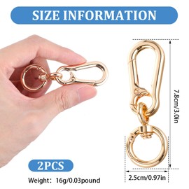 Metal Rotating Snap Hooks Clip, 2Pcs Golden Key Ring Heavy Duty Keychains Spring Snap Hook Metal Swivel Joint Removable Snaps Clasp Paracord Hanging Clips Car Camera Strap Flashlight Wallet(Golden)