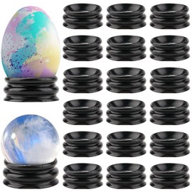 GORGECRAFT Pack of 20 Black Flat Round Display Stand Ball Stand Crystal Ball Holder Home Deco Base Frame for 2.5 5 cm Large Balls Home Office Desk Decoration (1.08 x 0.45 inches)