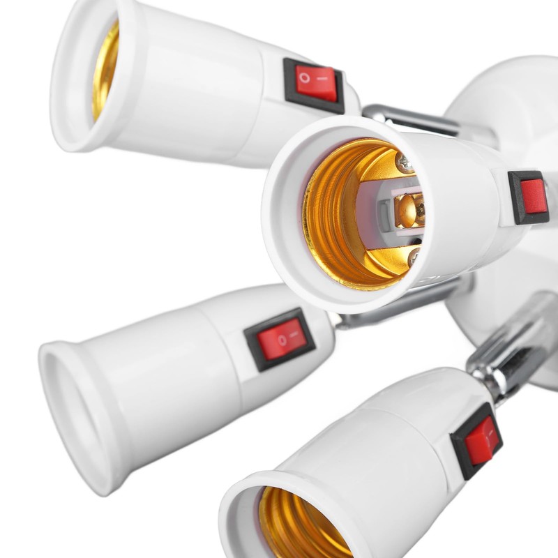 Ausla E26 E27 Socket Splitter Adapter, 4-Way 360 Degree Rotatable