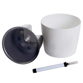 KINJOEK 4 Packs 7 Inch Self Watering Planter with Water Level Indicator, Modern Garden Decorative White Flower Pot for House Plants, Flowers, African Violets, Succulents, White