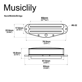 Musiclily Pro ST-DPHC Ceramic Dual Single Coil Sized Humbucker Super Distortion Neck Middle Bridge Pickups Set for Strat Style Electric Guitar, White Body Chrome Rail