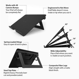 Elevation Lab DraftTable V2 for iPad Pro (Full Kit) : Rock-Solid & Adjustable | Tablet Stand Holder Dock for Drawing | iPad, Pro, Air, Mini, Nexus, Kindle, Laptop Stand