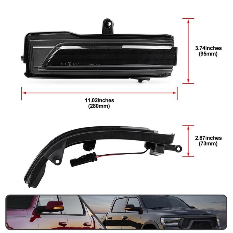 2Pcs Amber Sequential Blink Dynamic LED Side Mirror Marker Lights