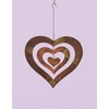 Ancient Graffiti Flame Triple Heart Spinning Heart Hanging, 9.5 by