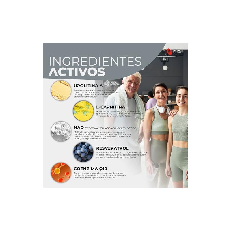 Age Elixir Suplemento Urolitina Trans Resveratrol Nad Carnitina Coenzima Q10