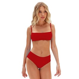 Women's high Waisted Bikini Set (US, Alpha, Large, Regular, Regular, Standard, Chic Red)