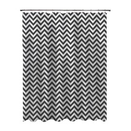 Kenney KN61284 Medium Weight 5 Gauge Decorative Printed Waterproof PEVA Shower Curtain Liner with Durable Eyelet Hang Holes for Bathroom, 70" W x 72" H, Step Up Black and White Chevron Pattern