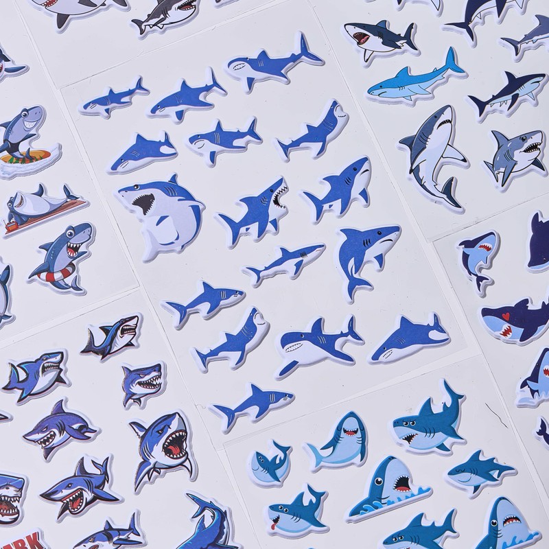 Shark 3D Stickers, 8 Sheets 120+ Puffy Stickers,Shark Party Favors