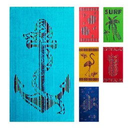 jilda-tex Beach Towel 90 x 165 cm Bath Towel Beach Towel Bath Sheet Beach Towel 100% Cotton XXL (Seablue Anchor)