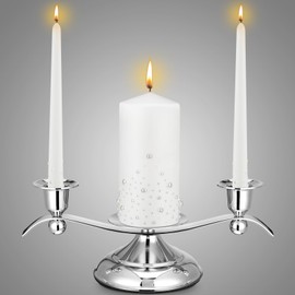 Irenare Unity Candles with Candle Holder for Wedding Ceremony Wedding Accessories for Reception Ceremony Decorative Candle Holder Pillar Candle for Formal Events Wedding Church (Pearl)