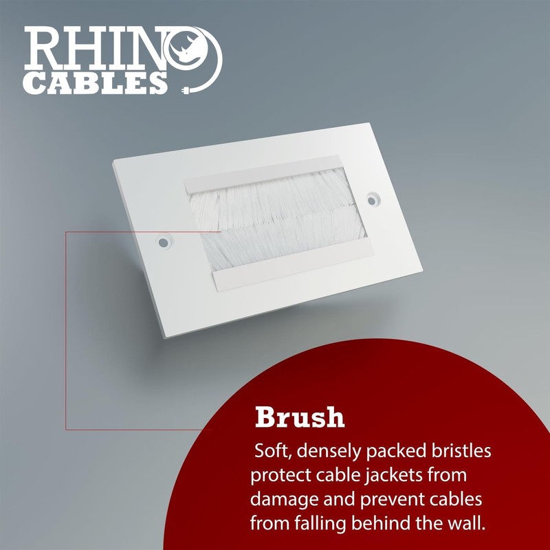 Rhinocables Double Gang Faceplate Brush Plate with Black or White