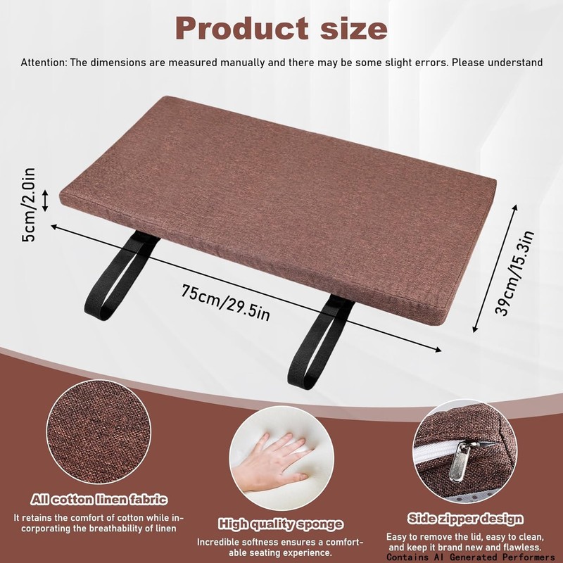 Hicoolmam Piano Bench Cushion, Linen Fabric, Non-Slip Washable, Indoor Shoe