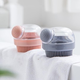 Multi-Functional Shower & Shampoo Massage Brush with Built-in Dispenser,Bristles Soft Deep Yet Gentle Cleaning,Massage Feels Amazing,Good for Hair Washing Brush Face & Body Care (Grey)