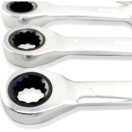 Leliafleury Short Combination Ratcheting Wrench Stubby Ratchet Spanner Mini Open End Spanner Small Metric Home Tools for Repair Bicycle (9mm)