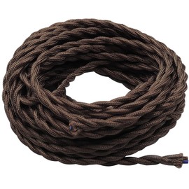 GOIYZTTR 10 m textile cable, brown, vintage braided cable, 2-core stranded cable, 2 x 0.75 mm, suitable for DIY lamps and lighting