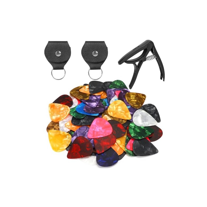 60pcs Púas para Guitarra, Accesorios para Guitarra, con Cejilla y