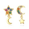 14k Gold Plated Sterling Silver Asymmetric Dainty Moon and Star