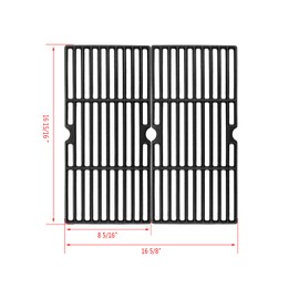 Hisencn Grill Grates Replacement for Charbroil Thermos 461633514, tru infrared 463251414 463633316 G460-0500-W1 G309-0019-W2 463251413 463250210 463250212 16 15/16" Matte Coated Cast Iron Cooking Grid