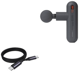 BoxWave Cable Compatible with Sharper Image Power Percussion Massager Model 1017981 - DirectSync PD Cable (3ft) - USB-C to USB-C (100W), Type C Braided Charge and Fast Sync - Jet Black