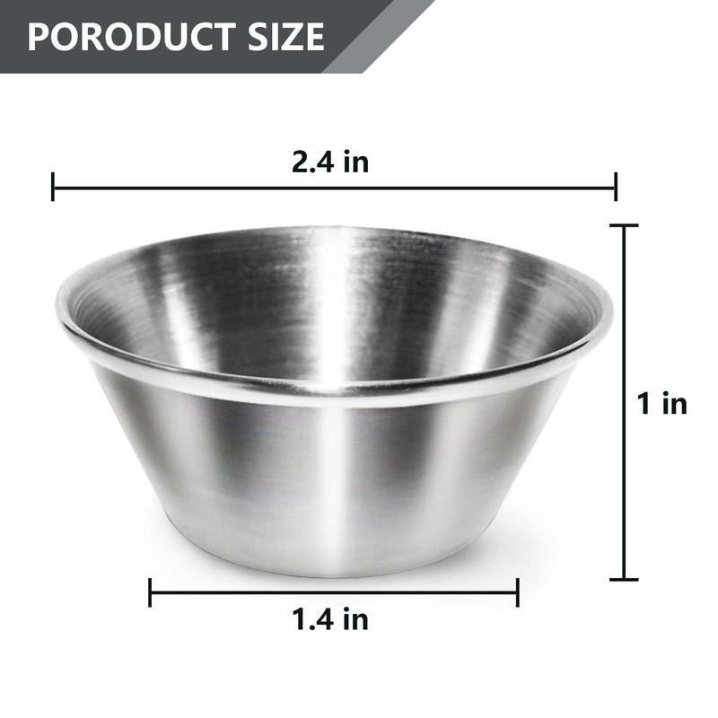 Artcome 18 Pack Stainless Steel Condiment Sauce Cups Great for