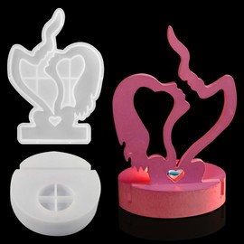 DIYBravo Kissing Couple Candle Holder Silicone Mold Lover Tea Light Candle Romantic Home Ornament Holder Epoxy Resin Casting Mold for Valentine Wedding Anniversary (Kissing Couple)