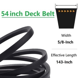 Dylawnio 954-04138A 54 Inch Deck Belt for Cub Cadt White Outdoor RZT 54 ZT54 Mowers with 54" Deck 754-04138 754-04138A 954-04138 Exmak 1-413308 413308 Husqarna 574845603 539107709, 5/8" x 143"