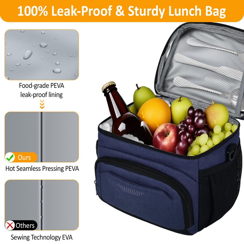 Vankor Insulated Lunch Bag for Men Women, Reusable Lunch Box