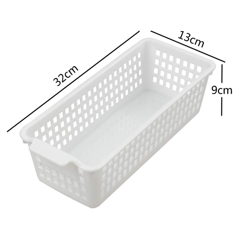 Annkky 4-pack Plastic Storage Baskets, Slim Storage Baskets with Handle