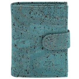 Simaru Women's Cork Wallet with RFID Protection, Vegan Wallet for 10+ Cards, Notes & Coins, Sustainable Wallet, turquoise, Vintage