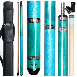 Tai ba cues 2-Piece Pool cue Stick with Case, Genuine Leather Grip, 13mm Multilayer Leather Tip, 58", Hardwood Canadian Maple Professional Billiard Cue Stick 19, 20, 21 Oz, Pink, Blue, Green, Orange