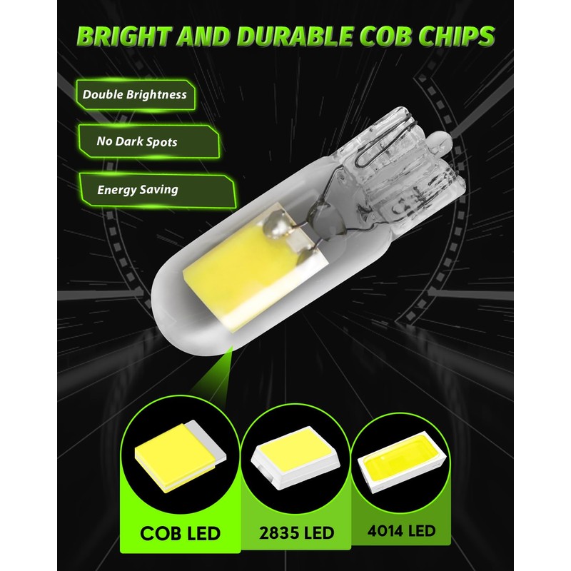 Alopee 10 Pack T10 Led Bulb White 6500K DC 12V