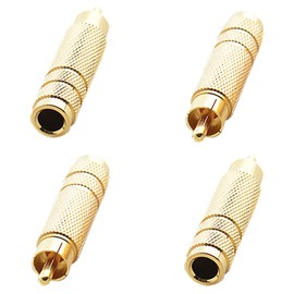 4Pack tunghey 6.35mm Female to RCA Adapter RCA Male Plug to 6.35mm 1/4 Inch Mono Female Audio Mic Plug Adapter Jack Converter
