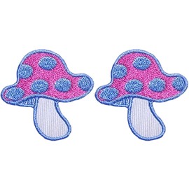 Ranger Return Set 2 of Small Cute Mini Mushroom Shape Tiny Decal Applique Sew Iron on Embroidered Patches - Pink & Purple (MUSH-PK01-MINI2)