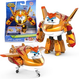 Super Wings Transforming Golden Boy, 5-inch Transformable Toy Figure, Toy Plane and Robot Figure for 3+ Years Old Boys Girls, Golden