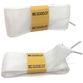 WEGOODZF Flat Snow Yarn Shoelaces: 4CM Wide White Silk Shoe Laces for Sneakers 47 inch-2 Pairs