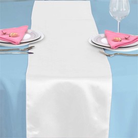 Time to Sparkle 10 Pack Satin Table Runners 12"x108"inch Chair Sashes Swags Wedding Party Table Decoration - White