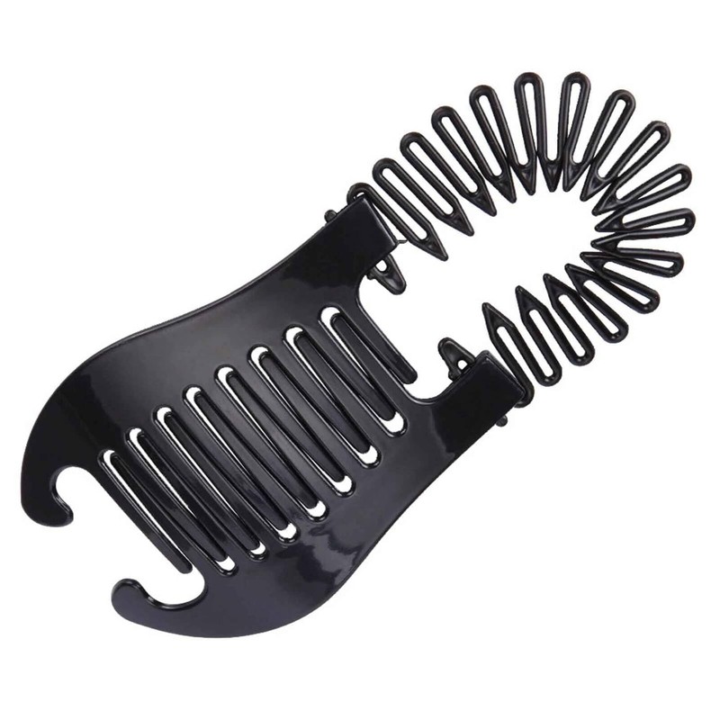 4Pcs Banana Hair Clip Elongated Interlocking Plastic Two Sides Hair