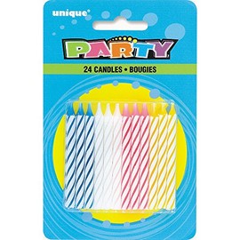 Bright Multicolor Spiral Birthday Candles - 24 Count, 2.5'' - Festive Celebration Cake Toppers, Vibrant Party Decorations, Fun and Safe for All Ages