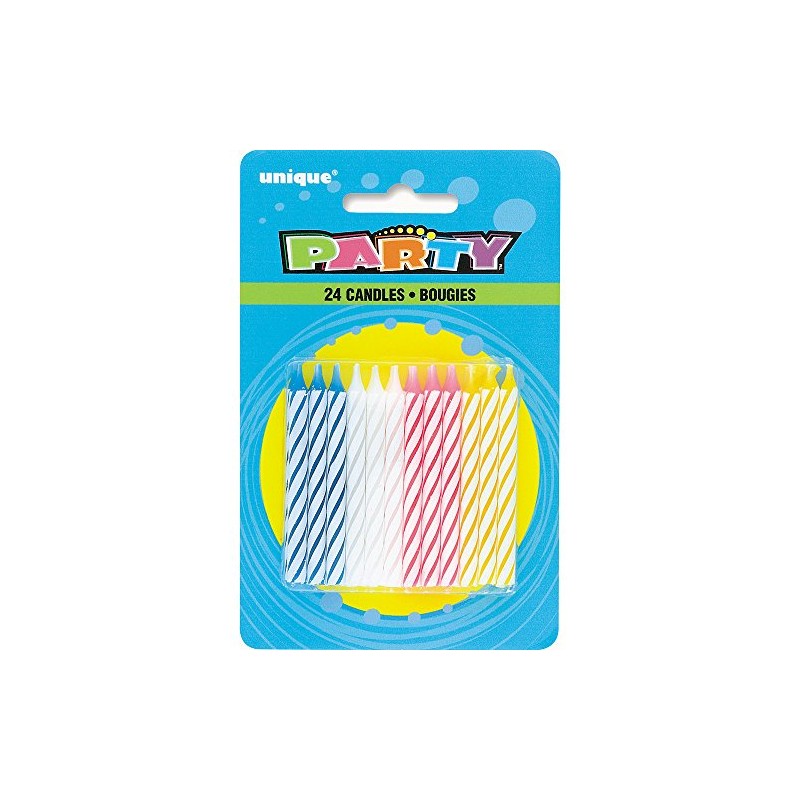 Bright Multicolor Spiral Birthday Candles - 24 Count, 2.5'' -