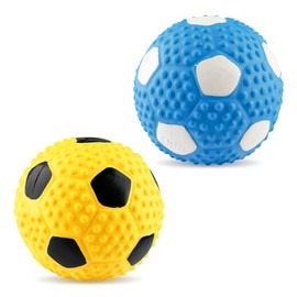 Lotsdonxia 2 Pcs Small Latex Squeaky Dog Ball – Interactive Chew Toy for Puppies & Small Dogs, Soft Rubber Football for Fetch & Play (Blue)
