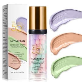Crema Correctora Solar De 3 Colores, Fps 50+, Hidratante, Correctora Del Tono De Piel, Crema Aislante, Tono De Piel Uniforme Y Luminosidad Natural, Prebase De Maquillaje Hidratante Y