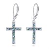 Cross Earrings for Women Sterling Silver Christian Dangle Earrings Abalone