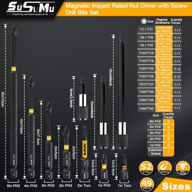 46Pcs Impact Bit Set, Long Screwdriver Bit Set, Tamper Proof Star Bit Set, With CNC Machining Head, 3 Pcs Hex Shank Quick Release Bar, Power Tool Accessories For Domestic Construction
