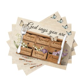 God Says You are Placemats Set of 4, Christian Placemats 12x18 inch