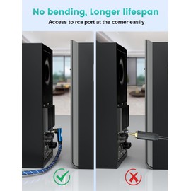 EMK 90 Degree Subwoofer Cable, RCA Cable Male to Male Digital Coaxial Audio Cable for Subwoofer, TV, Sound Bars, Amplifier,Speaker and More-Blue (90 Degree to 90 Degree(2 Pack), 16.5FT/5M)