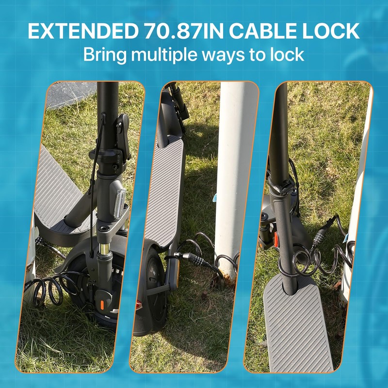 Bike Lock Cable with Combination, Coiled Secure 4-Digit Resettable Combination