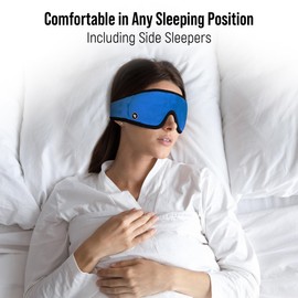Rugoes 100% Blackout Sleep Mask with Adjustable Nose Flap with a Soft Suede Front, Perfect for Side Sleepers with 3D Contoured Cup (Blue)