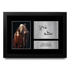 HWC Trading FR A4 Elijah Wood & Sir Ian McKellen Lord of the Rings Gifts Printed Signed Autograph Picture for Movie Memorabilia Fans - A4 Framed